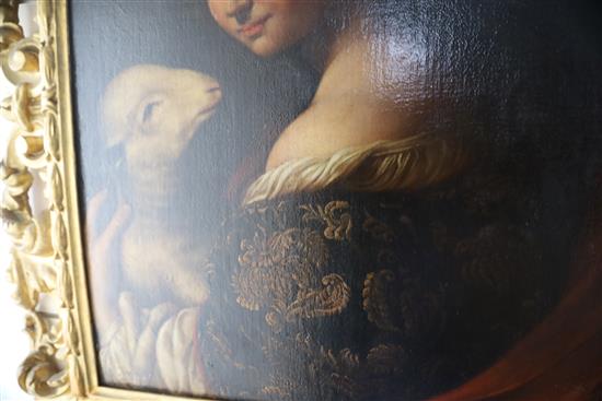 Manner of Onorio Marinari (1627-1715) St Agnes and Lamb 25.5 x 20.5in.